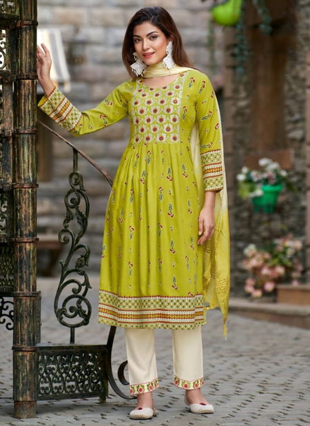 Lemon Colour Rangjyot Rang Manch New Latest Ethnic Wear Rayon Kurti With Pant And Dupatta Collection 1007 Catalog